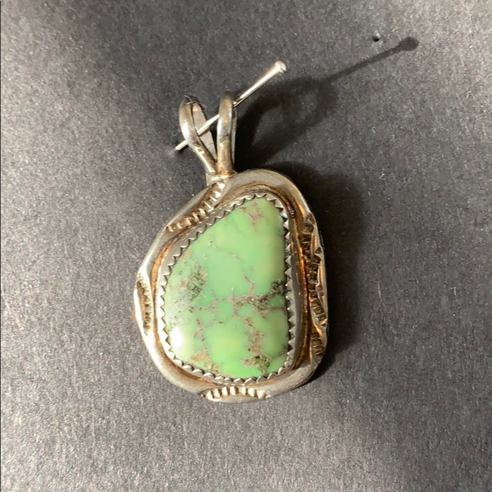 Sterling pendant, natural stone hand crafted